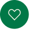 Green heart icon on a white background
