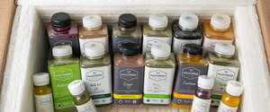 inside of pulp and press juice order with variety of cold pressed juice