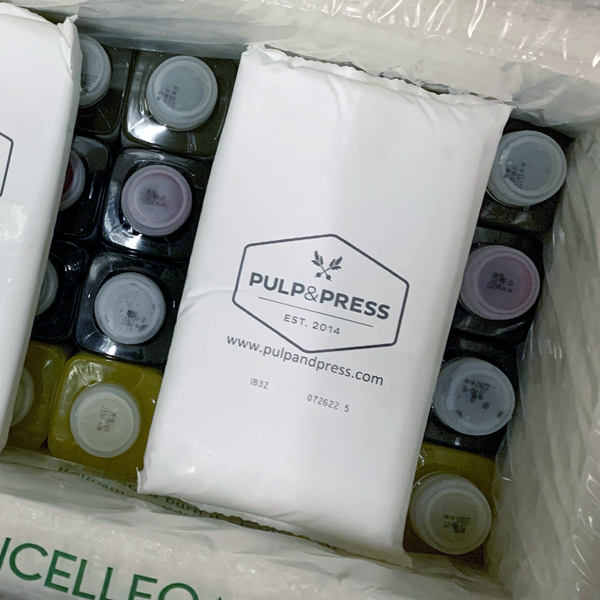 reusable ice packs inside pulp and press order of cold pressed juice